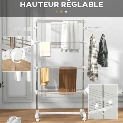 Etendoir À Linge|Homcom Séchoir à linge étendoir pliable ailes latérales sur 4 niveaux