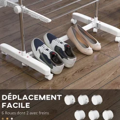 Etendoir À Linge|Homcom Séchoir à linge étendoir pliable ailes latérales sur 4 niveaux