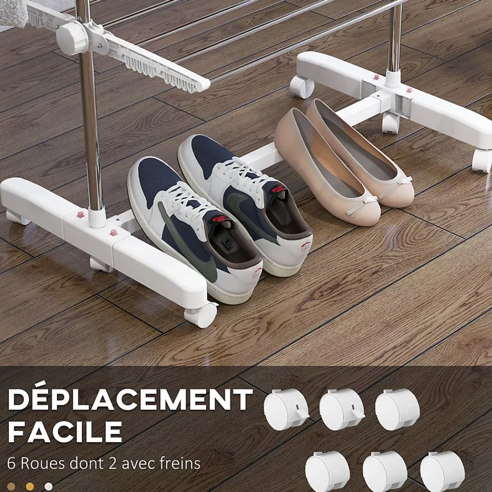 Etendoir À Linge|Homcom Séchoir à linge étendoir pliable ailes latérales sur 4 niveaux