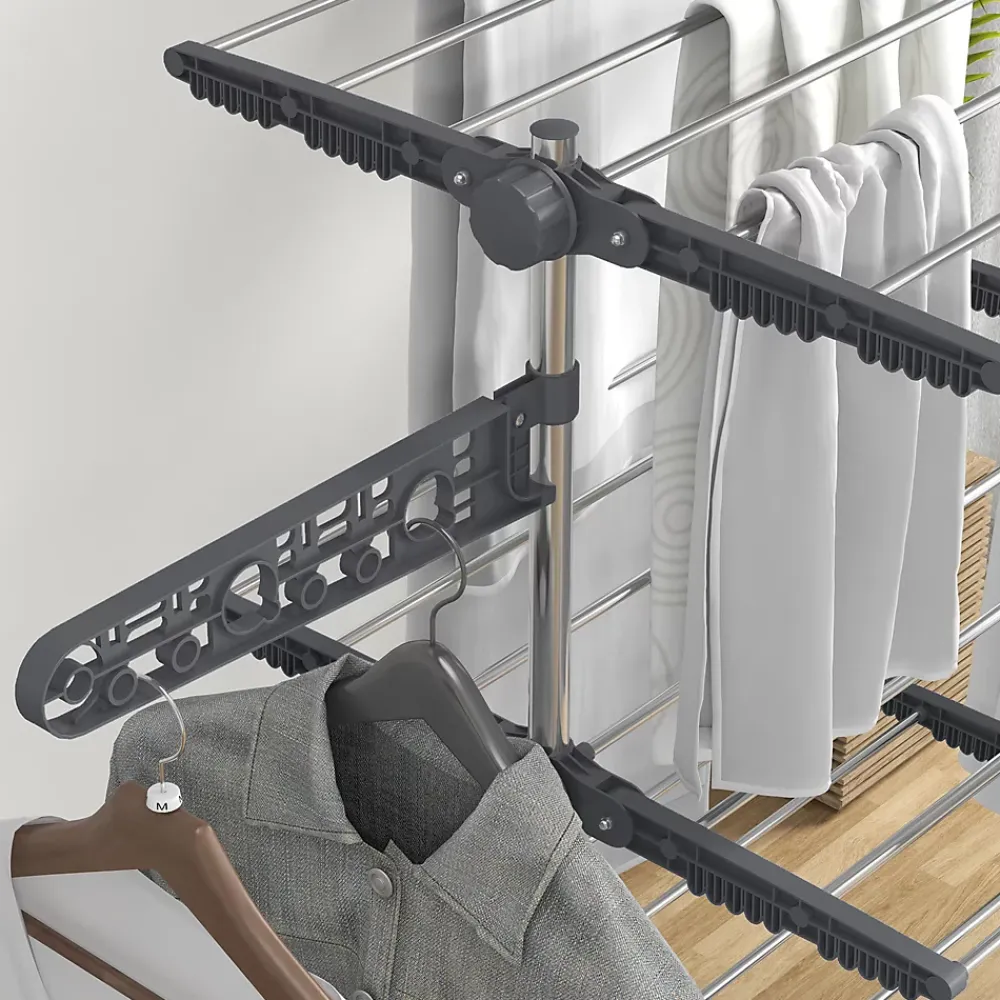 Etendoir À Linge|Homcom Séchoir à linge étendoir pliable ailes latérales 4 niveaux gris