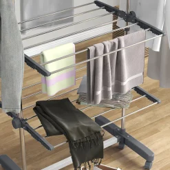 Etendoir À Linge|Homcom Séchoir à linge étendoir pliable ailes latérales 4 niveaux gris