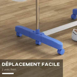 Homcom Séchoir à linge étendoir pliable ailes latérales 3 niveaux acier inox PP bleu