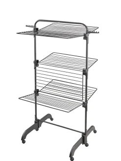 Leifheit Séchoir à linge tour noir sur roulettes 42 m d'étendage 3 niveaux, Comfort Tower 420 Black