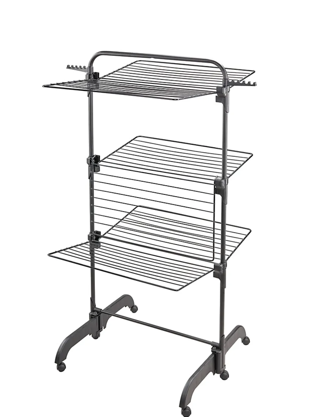Leifheit Séchoir à linge tour noir sur roulettes 42 m d'étendage 3 niveaux, Comfort Tower 420 Black