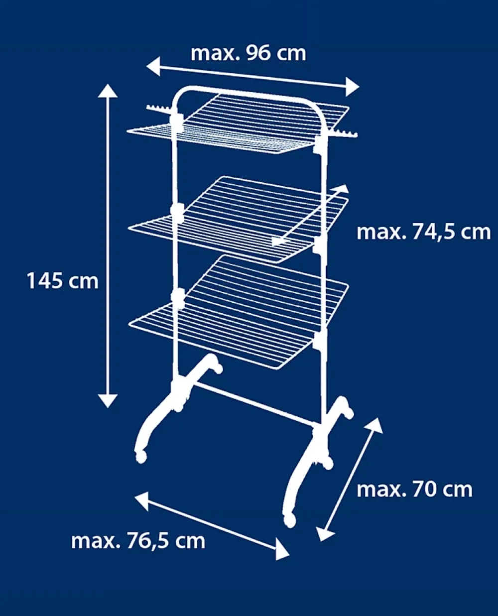 Leifheit Séchoir à linge tour noir sur roulettes 42 m d'étendage 3 niveaux, Comfort Tower 420 Black