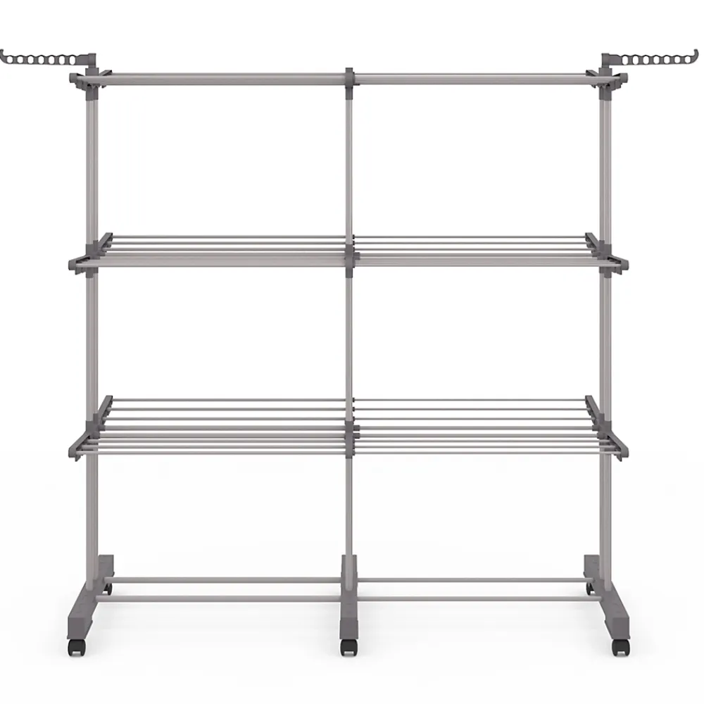 IDMarket Séchoir à linge vertical pliable et extensible 3 niveaux MAXI capacité 40M inox et gris