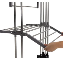 Etendoir À Linge|IDMarket Séchoir à linge vertical pliable et extensible 3 niveaux GIGA capacité 27M avec cintres et pinces inox et gris
