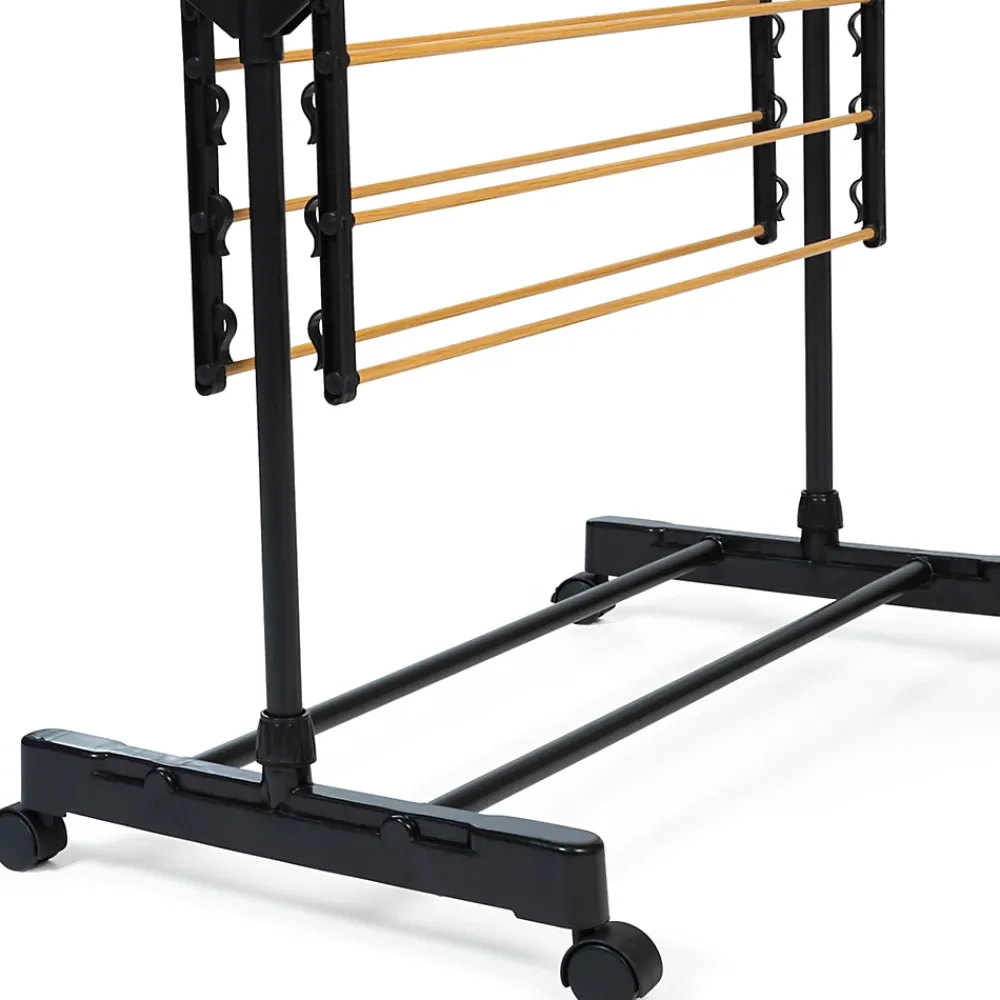IDMarket Séchoir à linge vertical pliable 3 niveaux MAXIMA capacité 20M noir et effet bois