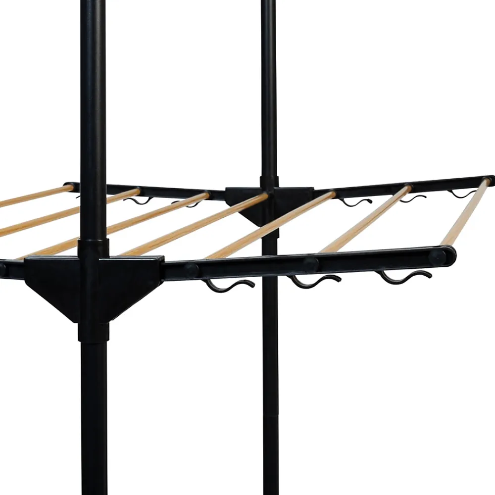 IDMarket Séchoir à linge vertical pliable 3 niveaux MAXIMA capacité 20M noir et effet bois