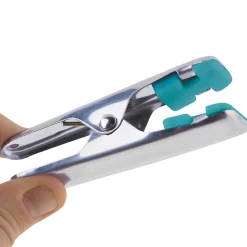 IDMarket Séchoir à linge vertical pliable 3 niveaux OPTIMUM capacité 30M avec tringle télescopique cintres et pinces blanc et bleu