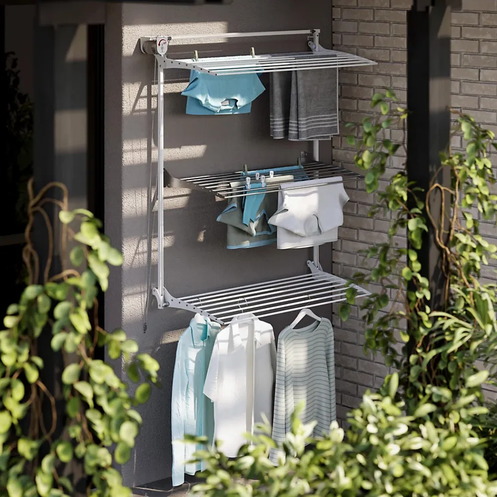 Foxydry Séchoir mural 3 grilles pliables blanc 108x52x137 cm alu Tower 100