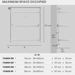 Foxydry Séchoir mural 3 grilles pliables blanc 108x52x137 cm alu Tower 100