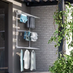 Etendoir À Linge|Foxydry Séchoir mural 3 grilles pliables blanc 128x52x137 cm alu Tower 120
