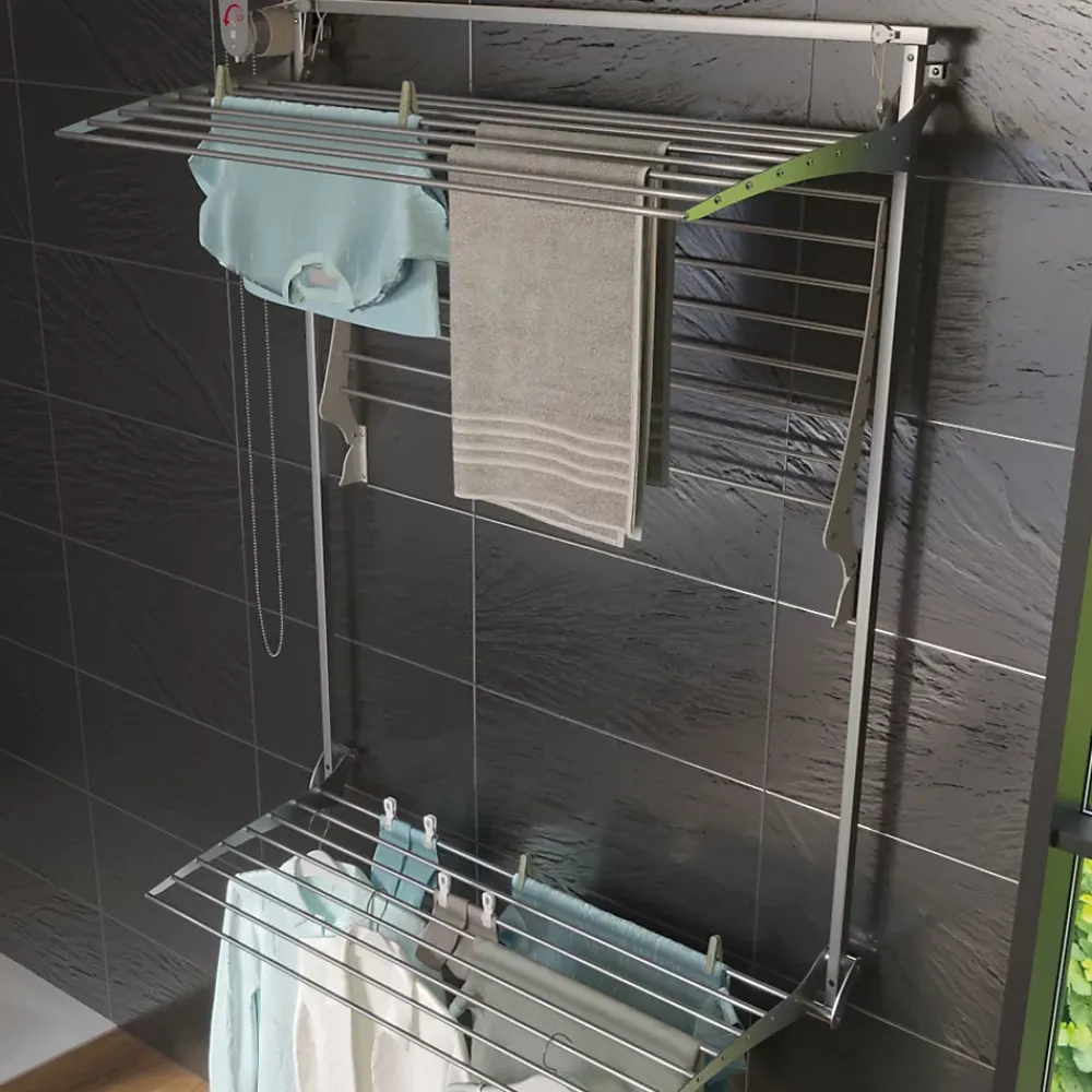 Foxydry Séchoir mural 3 grilles pliables 128x52x137 cm alu Tower 120