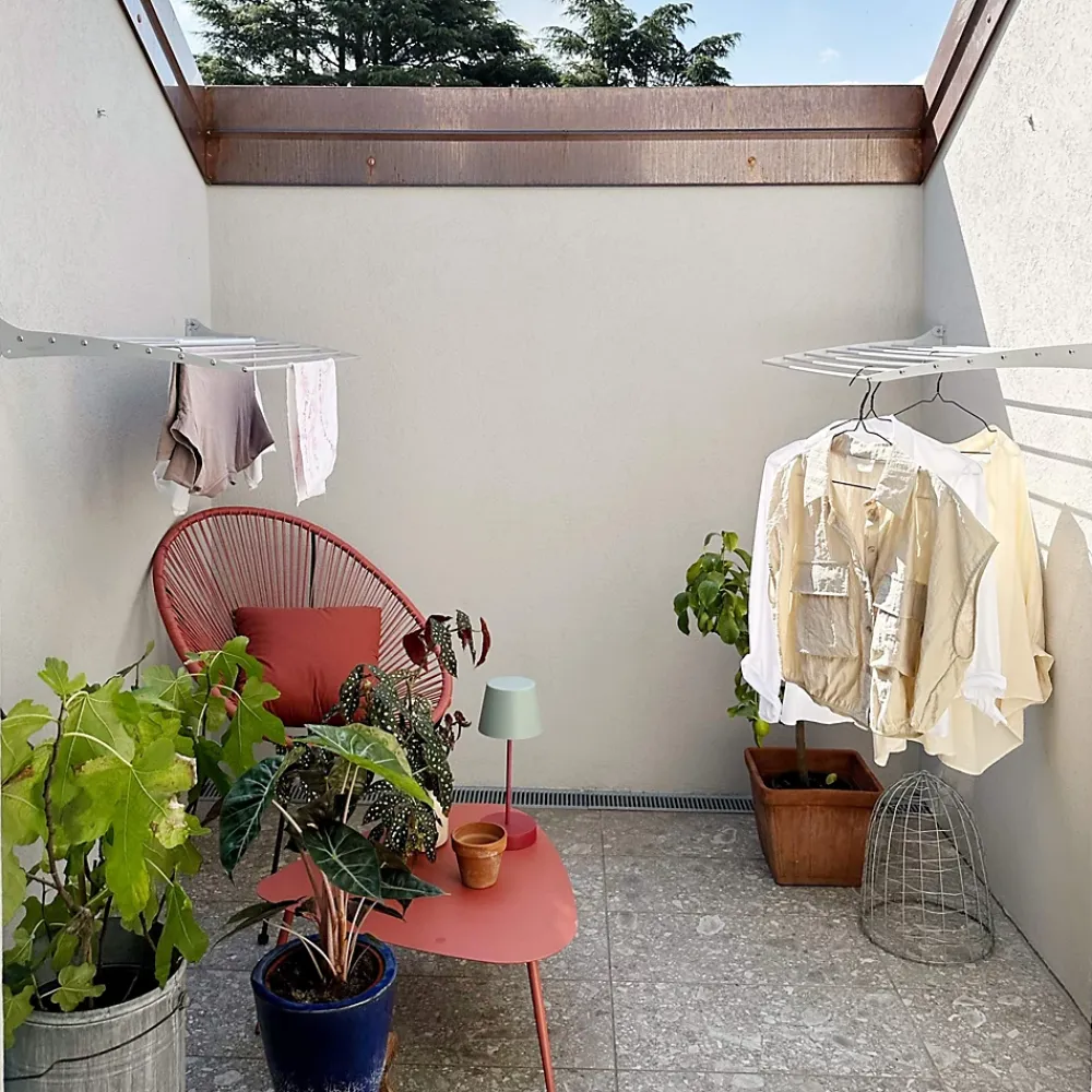 Foxydry Séchoir mural alu fermeture bas 116x50x10cm Fold Down 120