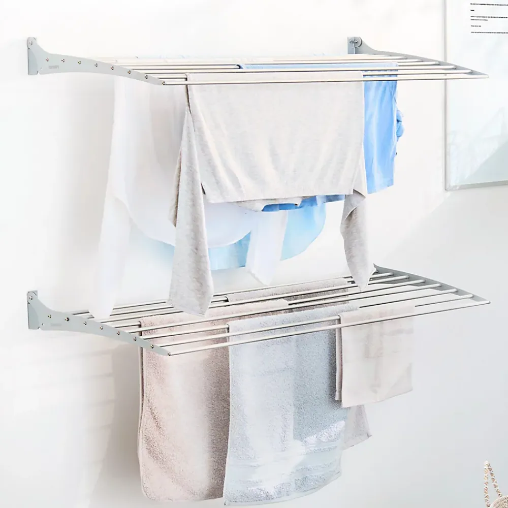 Etendoir À Linge|Foxydry Séchoir mural blanc alu bas 116x50x10cm pliant Fold 120