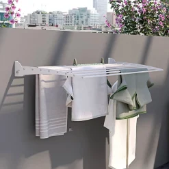 Etendoir À Linge|Foxydry Séchoir mural blanc alu bas 116x50x10cm pliant Fold 120