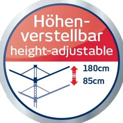 Etendoir À Linge|Leifheit Séchoir parapluie de jardin à ouverture rapide, 60 m d'étendage, gris et noir, LinoLift 600 QuickStart