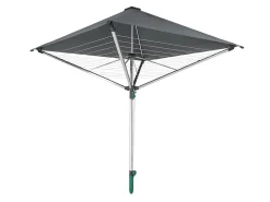 Etendoir À Linge|Leifheit Séchoir parapluie extérieur avec toit étanche et douille de fixation, 40 m d'étendage, noir et gris, LinoProtect 400