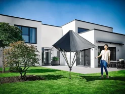Etendoir À Linge|Leifheit Séchoir parapluie extérieur avec toit étanche et douille de fixation, 40 m d'étendage, noir et gris, LinoProtect 400