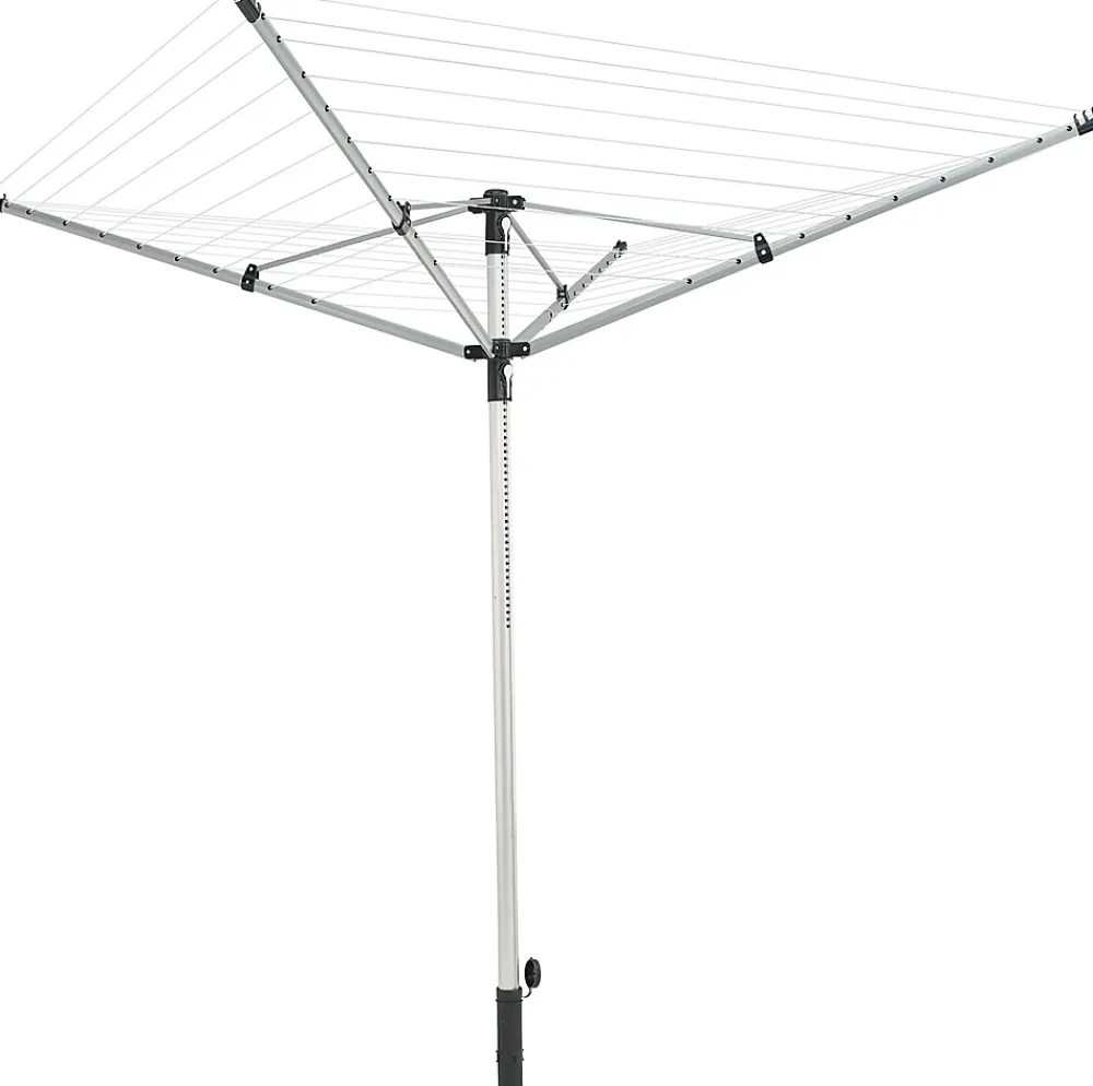 Leifheit Séchoir parapluie extérieur, 50 m d'étendage, noir et gris, LinoPush 500