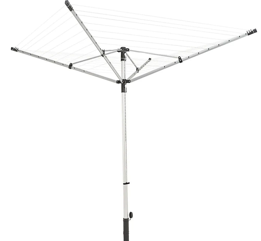 Etendoir À Linge|Leifheit Séchoir parapluie extérieur avec housse de protection, 50 m d'étendage, noir et gris, LinoLift 500