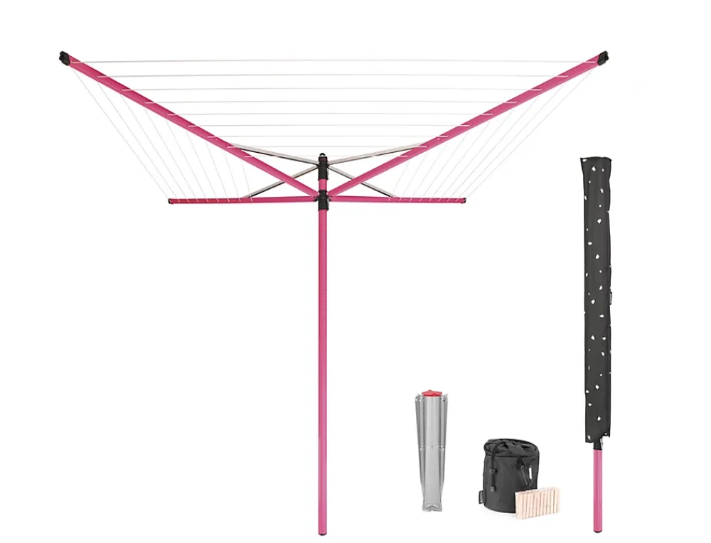 Etendoir À Linge|Brabantia Séchoir parapluie rotatif 50m d'étendage, rose, Lift'O Matic