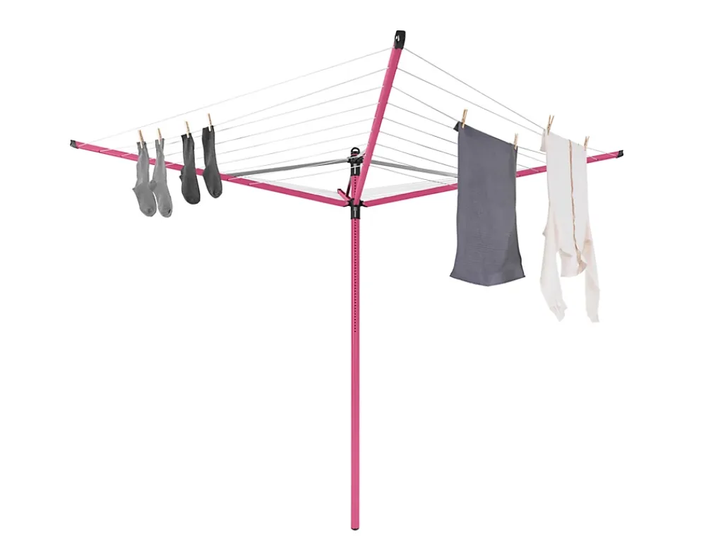 Etendoir À Linge|Brabantia Séchoir parapluie rotatif 50m d'étendage, rose, Lift'O Matic