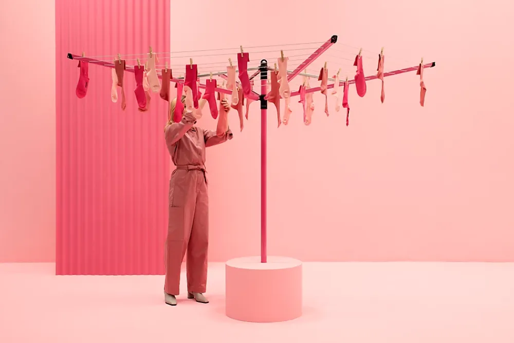 Etendoir À Linge|Brabantia Séchoir parapluie rotatif 50m d'étendage, rose, Lift'O Matic