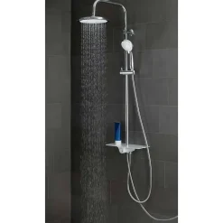Colonne De Douche Thermostatique|Schütte SCHÜTTE AQUASTAR système de douche avec tablette chromé/blanc