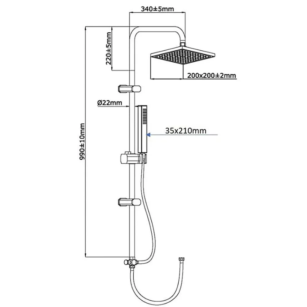Schütte SCHÜTTE TOKYO système de douche, barre 1020 mm, chromé
