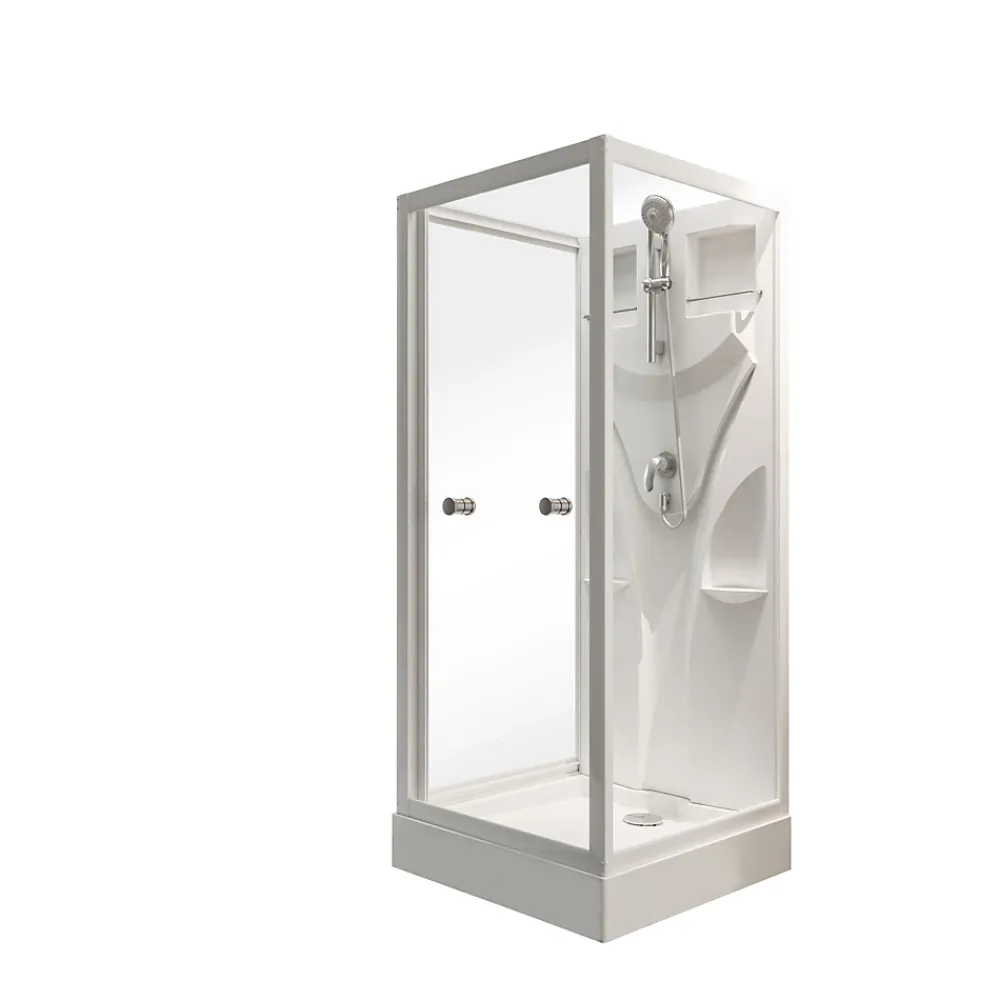 Cabine De Douche|Schulte cabine de douche intégrale Juist - 90x90x210 cm - portes coulissantes - blanc - verre transparent