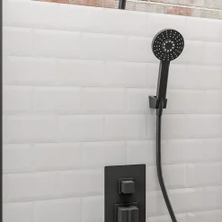 Cabine De Douche|Schulte cabine de douche intégrale 90x90x215 cm - porte à pivot - montage réversible - verre de sécurite 5 mm - noir - Jersey