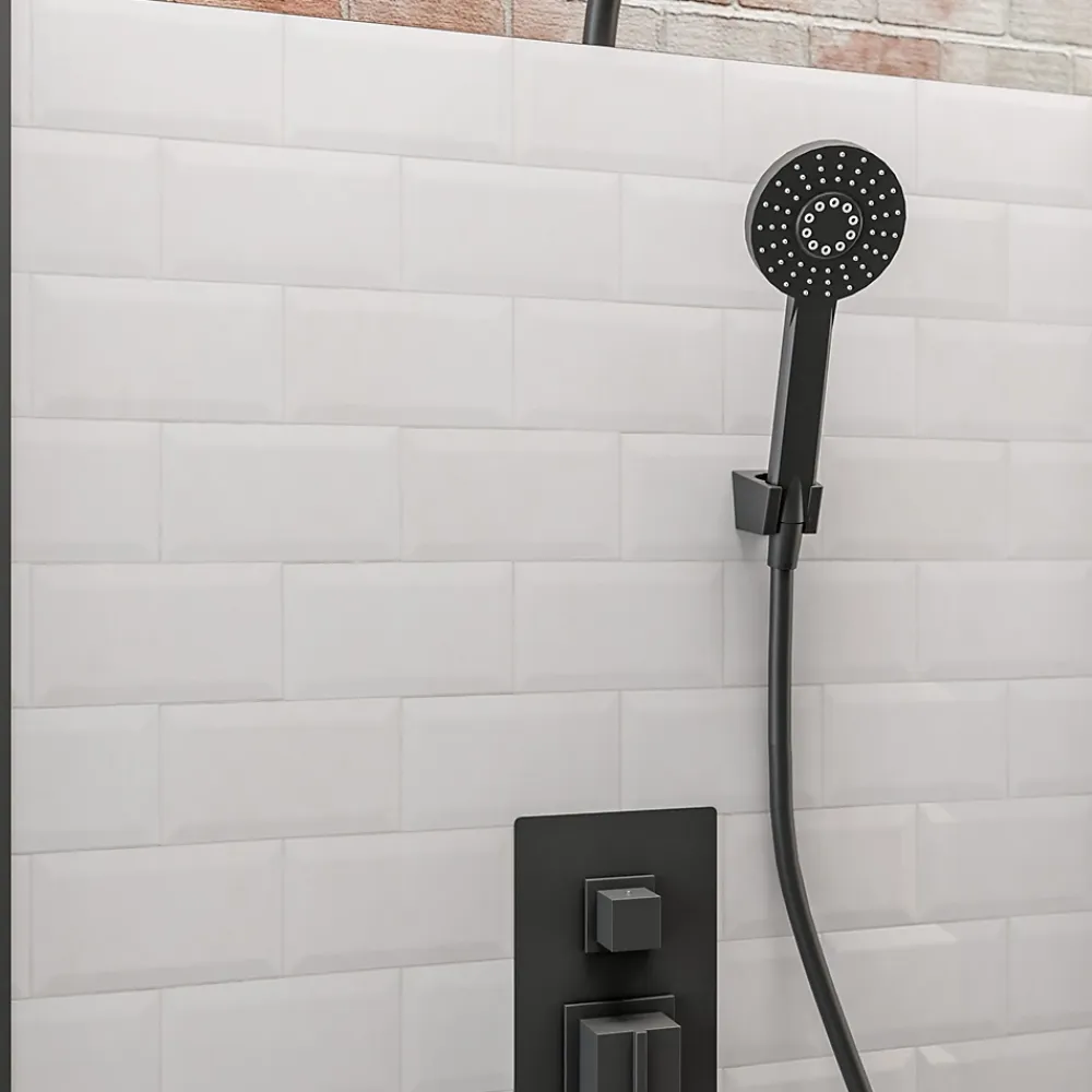 Cabine De Douche|Schulte cabine de douche intégrale 90x90x215 cm - porte à pivot - montage réversible - verre de sécurite 5 mm - noir - Jersey