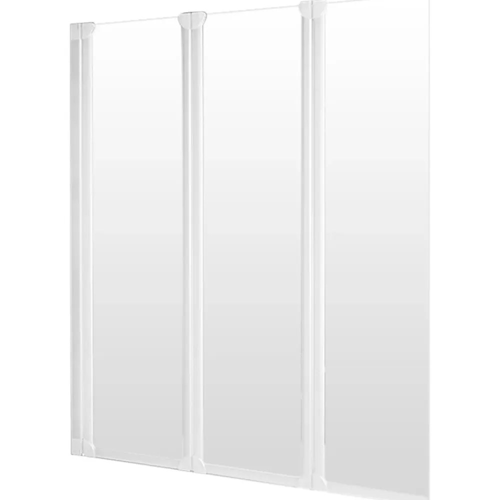 Pare-Baignoire|Schulte Pare-baignoire 124x130 cm - Réversible - Paroi rabattable - Verre 5 mm - 3 Volets pivotants - Profil Blanc