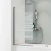 Pare-Baignoire|Schulte Pare-baignoire 70x130 cm - Réversible - Écran pliant - Verre de Sécurité transparent 5 mm - Bandes - Aluminium