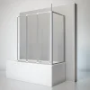 Schulte Pare-baignoire 129x140x70 cm - 3 Parois en verre de sécurité + Paroi latérale fixe - Écran pliant - Aluminium