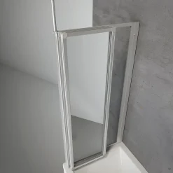 Schulte Pare-baignoire 129x140x70 cm - 3 Parois en verre de sécurité + Paroi latérale fixe - Écran pliant - Aluminium