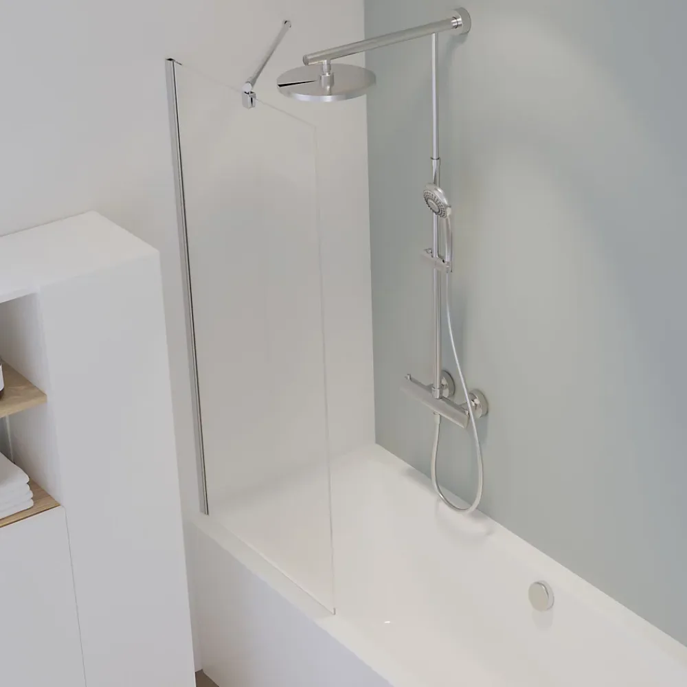Schulte pare-muret douche - 120 x 100 - paroi de douche - verre de sécurite 5 mm -transparent - anticalcaire - chromé