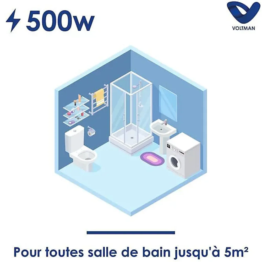 Sèche-Serviettes Électrique|Voltman Seche-serviettes 500 W