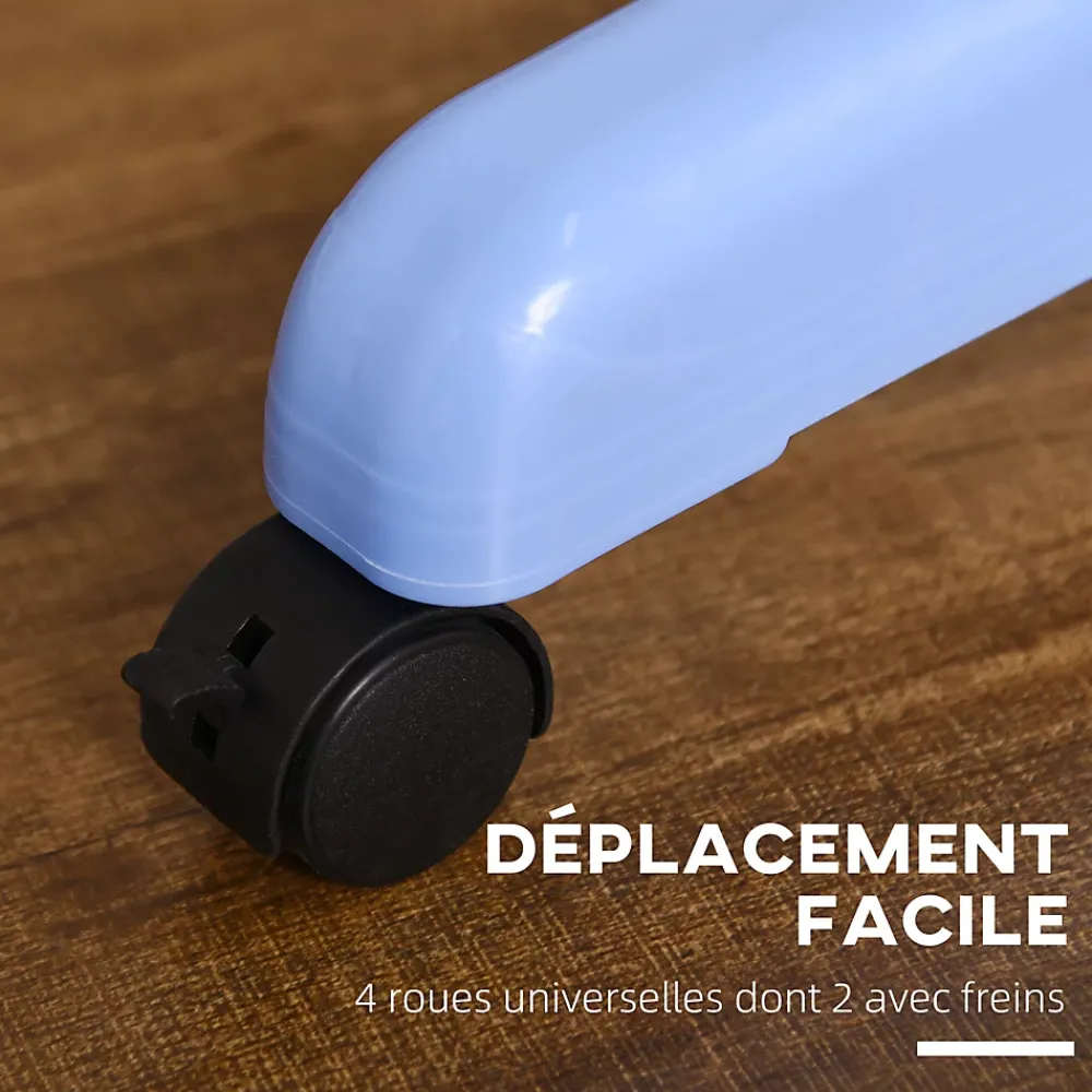 Etendoir À Linge|Homcom Sechoir à linge étendoir pliable 3 niveaux 2 ailes latérales à cintres acier blanc PP bleu