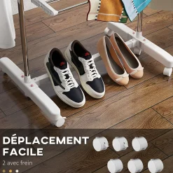 Homcom Sechoir à linge étendoir pliable ailes latérales sur 3 niveaux