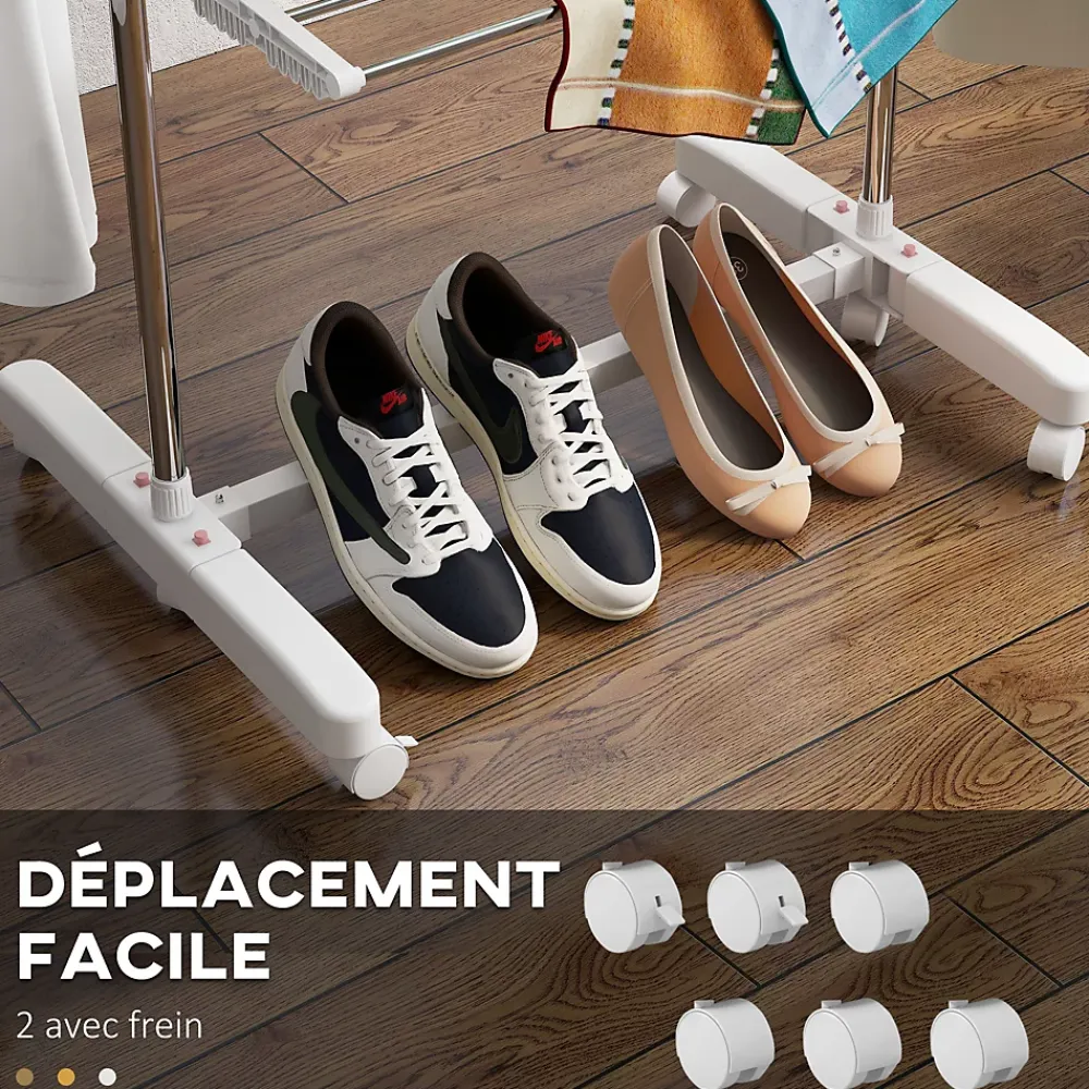 Homcom Sechoir à linge étendoir pliable ailes latérales sur 3 niveaux