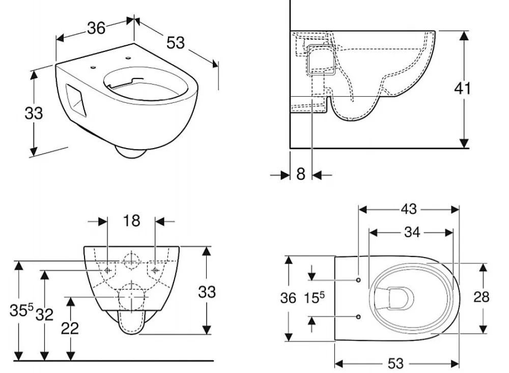 Wc Suspendu|Geberit Selnova Cuvette suspendue sans bride en céramique blanche (501.545.01.1)