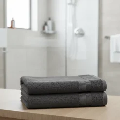 Serviette De Bain|GoodHome Serviette de bain anthracite 140 x 70 cm, Koros