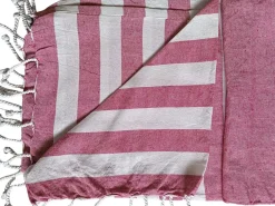 Serviette De Bain|Dylrev Serviette de Plage Fouta Rayée avec Frange - Lot de 4 - 90x180cm - Rose