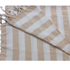 Dylrev Serviette de Plage Fouta Rayée avec Frange - Lot de 4 en Lin 90x180cm