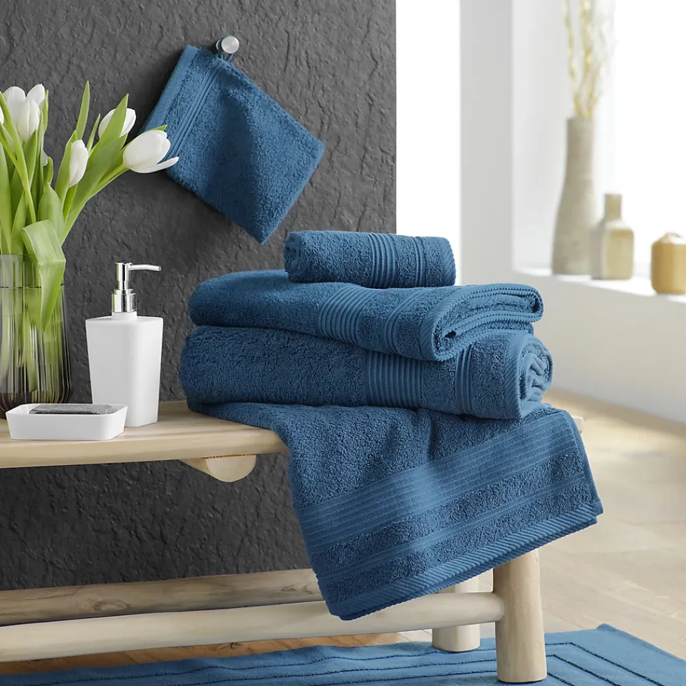 Douceur D'Intérieur Serviette de toilette 50 x 90 cm eponge unie tendresse Saphir