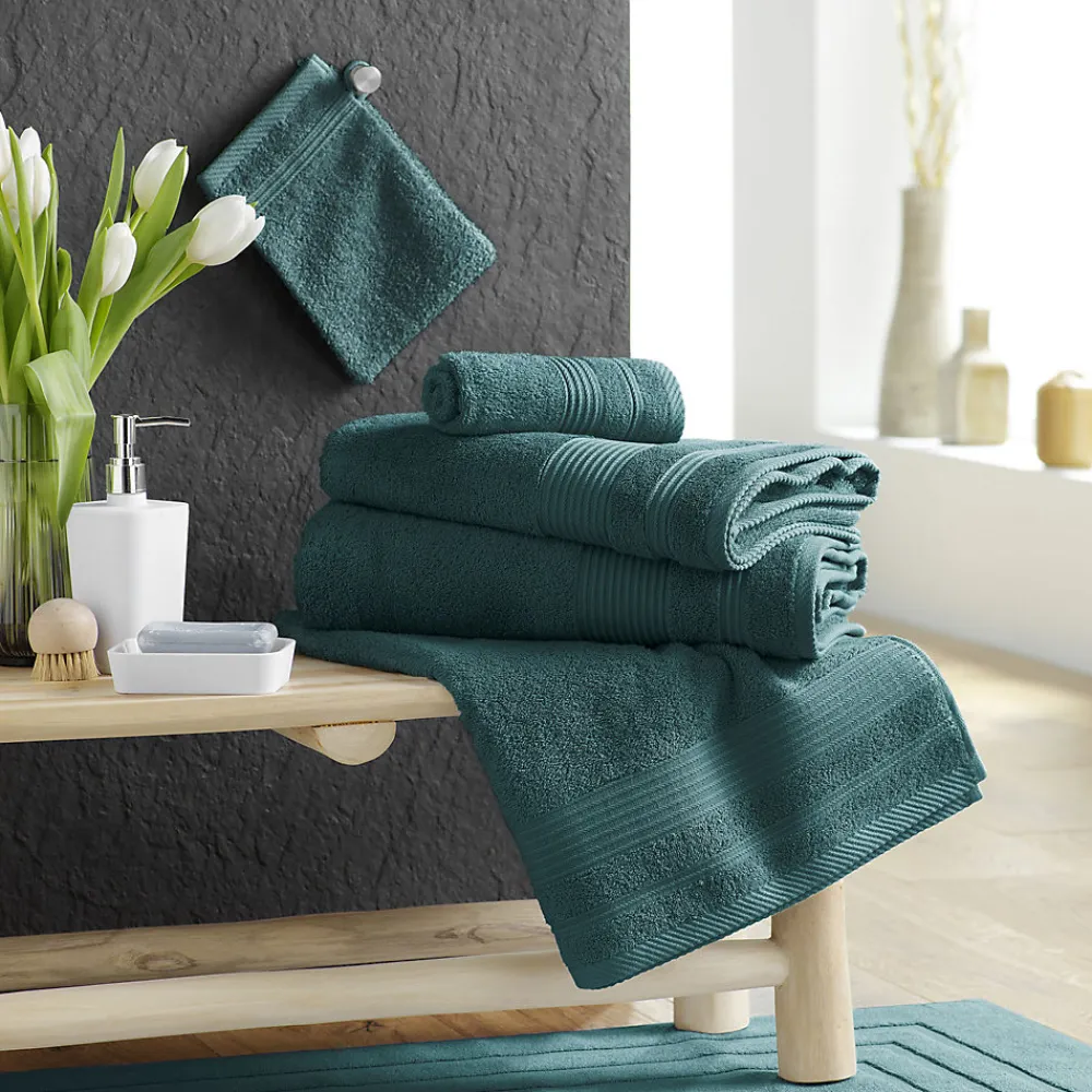 Serviette De Toilette|Douceur D'Intérieur Serviette de toilette 50 x 90 cm eponge unie tendresse Emeraude