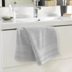 Serviette De Toilette|Douceur D'Intérieur Serviette de toilette 50 x 90 cm eponge unie tendresse Gris Perle